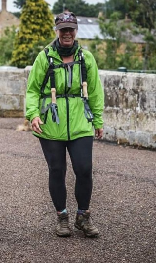 Donna walking on her charity hike challenge.