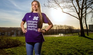 Nominator Rachael Stewart poses in her purple Glasgow Children’s Hospital Charity t-shirt