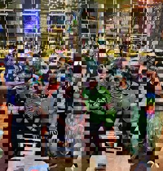 Perth Parrots social group wearing outfits for a Eurovision party