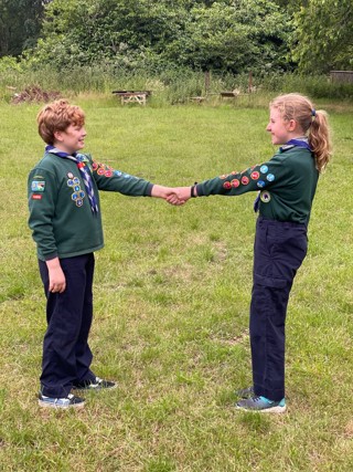 Two children playing games at 34th Norwich Scout Group